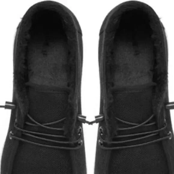 Tweed Faux Fur Lined Boat shoes Unisex Vegan NEW Sz 10 / 8 - Picture 5 of 6